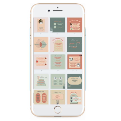 TEMPLATE HARMONIA PARA FEED DO INSTAGRAM 500x500 - 10 Paletas de Cores em tons de verde e laranja para usar no feed do Instagram